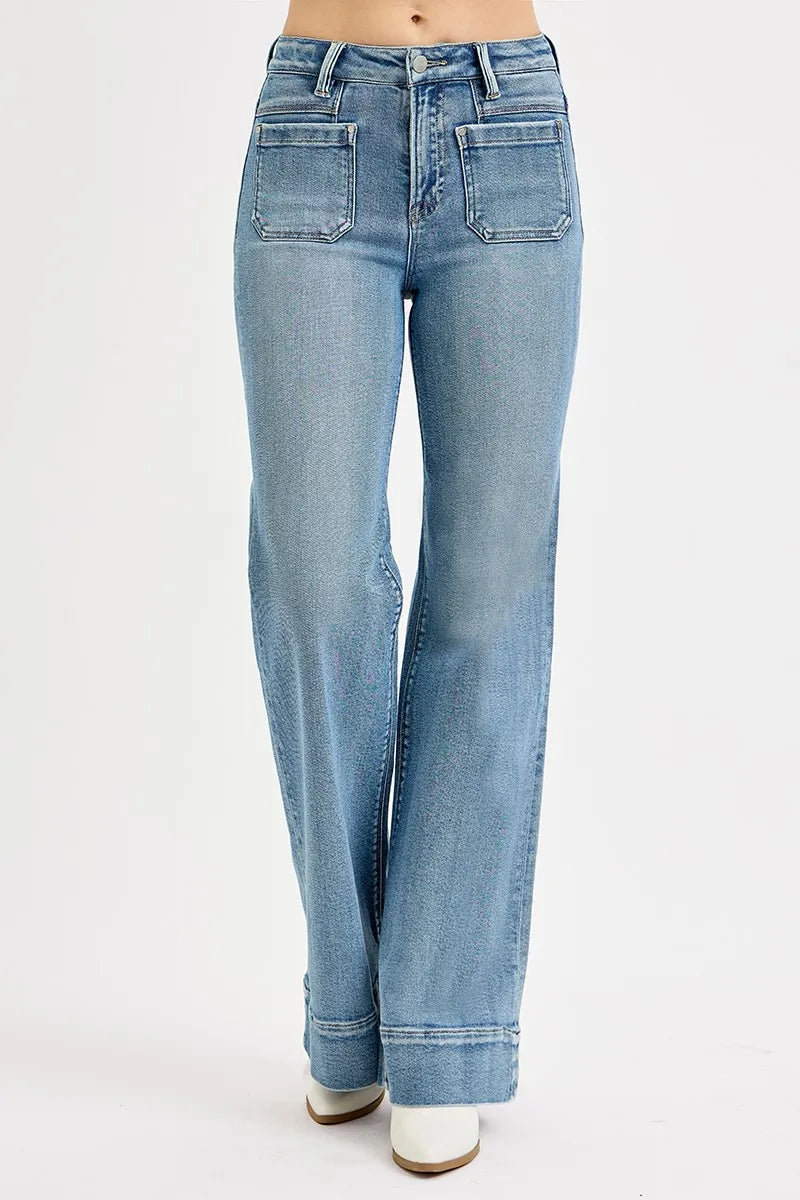 Vintage-Inspired High-Waist Flare Jeans - Plus Size