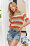 Striped 3/4 Sleeves Sweater Top