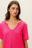 Textured V-Neck Tee with Chest Pocket