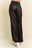 Crinkled Textured Wide Leg Pants
