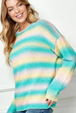 Ombre Drop Shoulder Knit Pullover Sweater