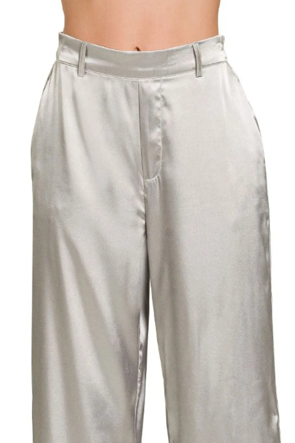 Wide-Leg Satin Pants