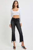 Full Size Raw Hem Cropped Flare Jeans Plus Size