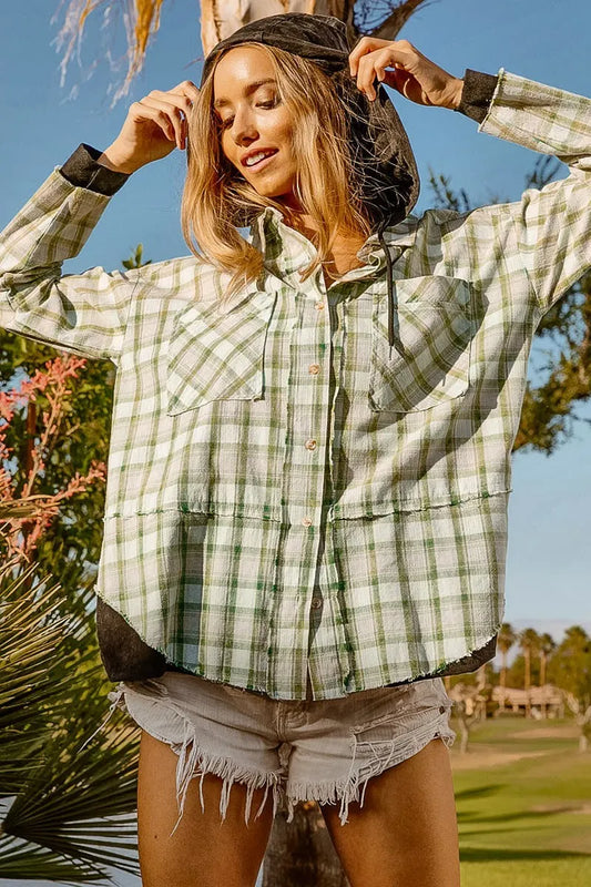 Casual Check Shirts with Hood