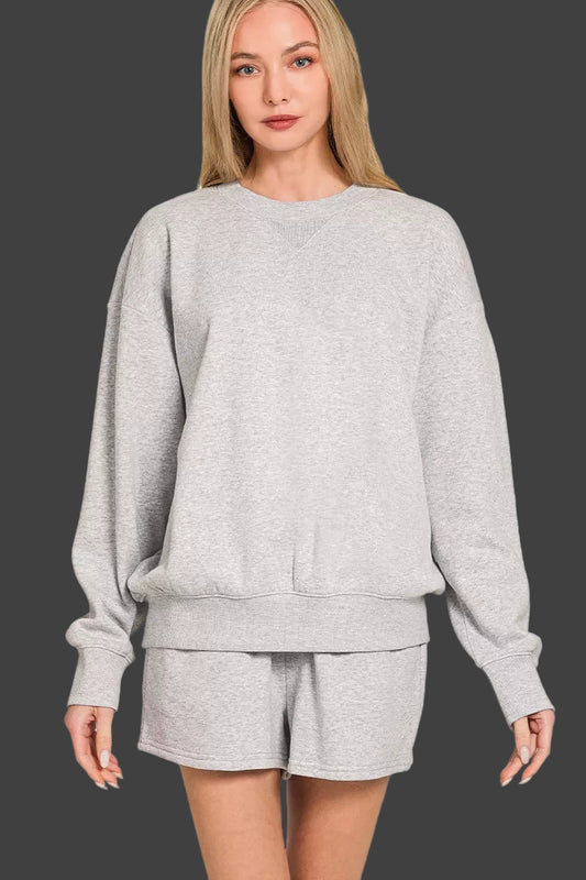 Long Sleeve Sweatshirt & Shorts Ensemble