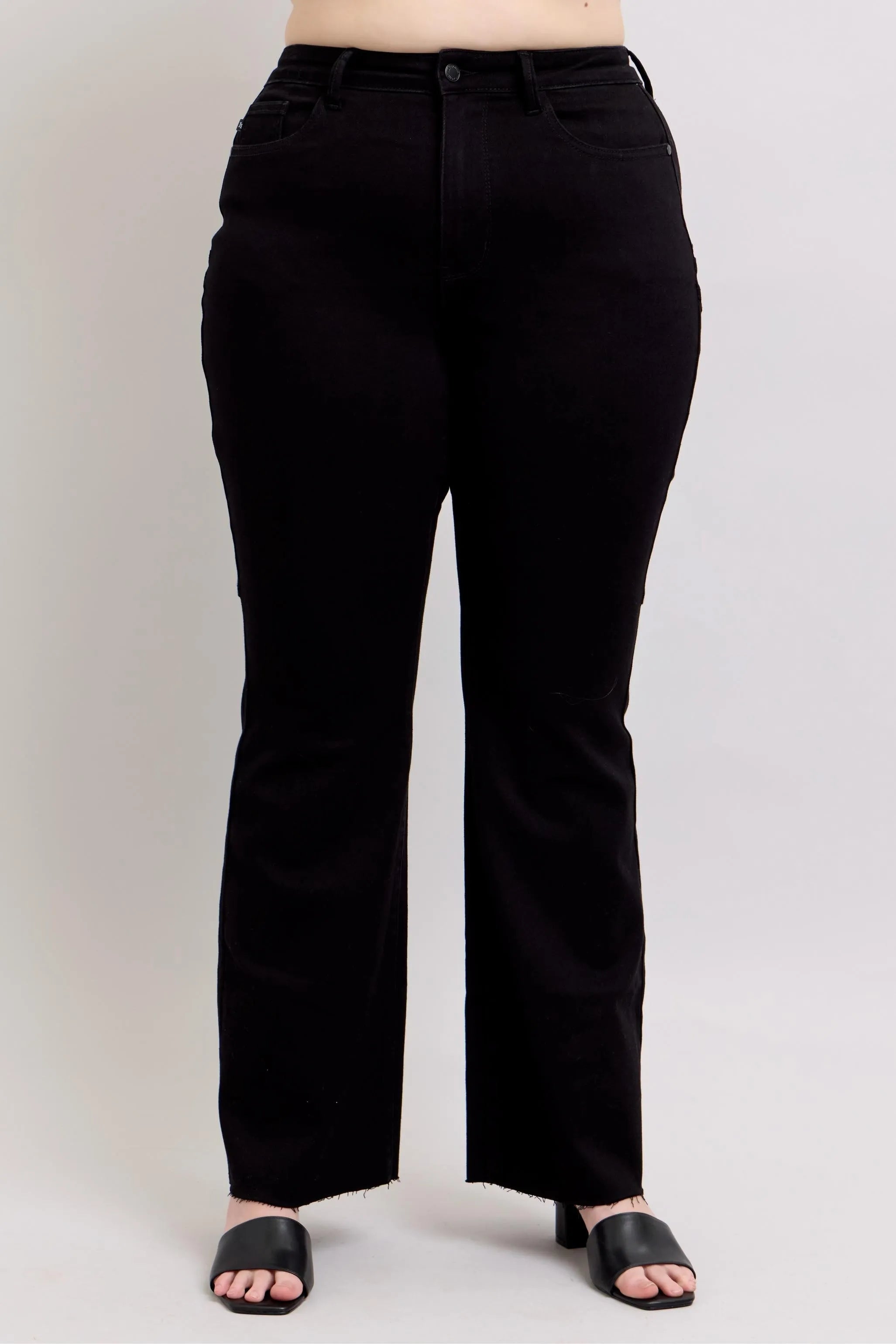 Full Size High Waist Star Seam Detail Flare Plus Size