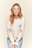 Stars Pattern Round Neck Drop Shoulder Sweater
