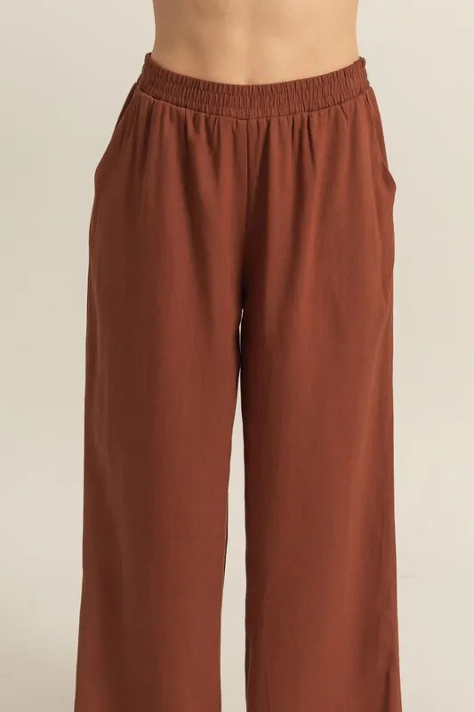 Front Tie Waist Tiered Palazzo Pants