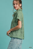Lace Patch Short Sleeve Button-Up Shirt