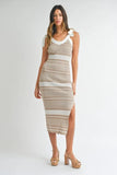 Striped Rib Knit Midi Dress