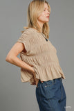 Knit Smocked Short Sleeve Top