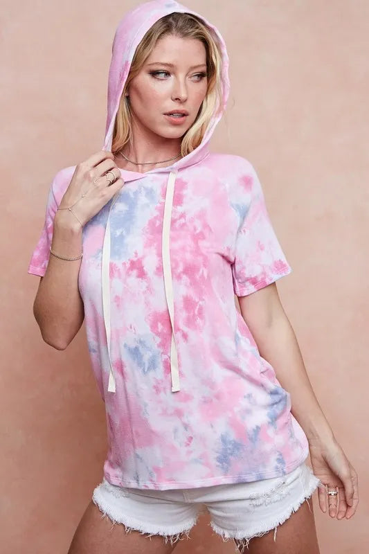 Tie Dye Terry Hoodie with Drawstring