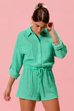 Textured Knit Button Front Romper
