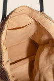 Faux Leather Handle Knitted Tote Bag