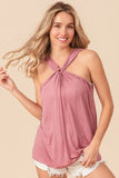 Rayon Span Jersey Knit Halter Neck Tank Top