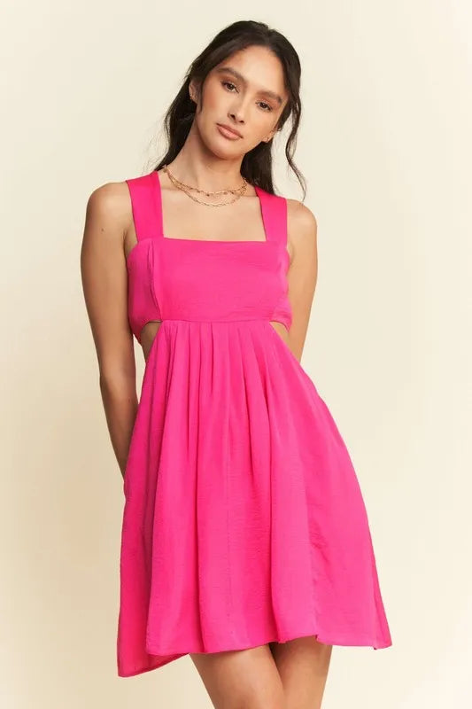 Washed Satin Cutout Skirt Bandeau Mini Dress