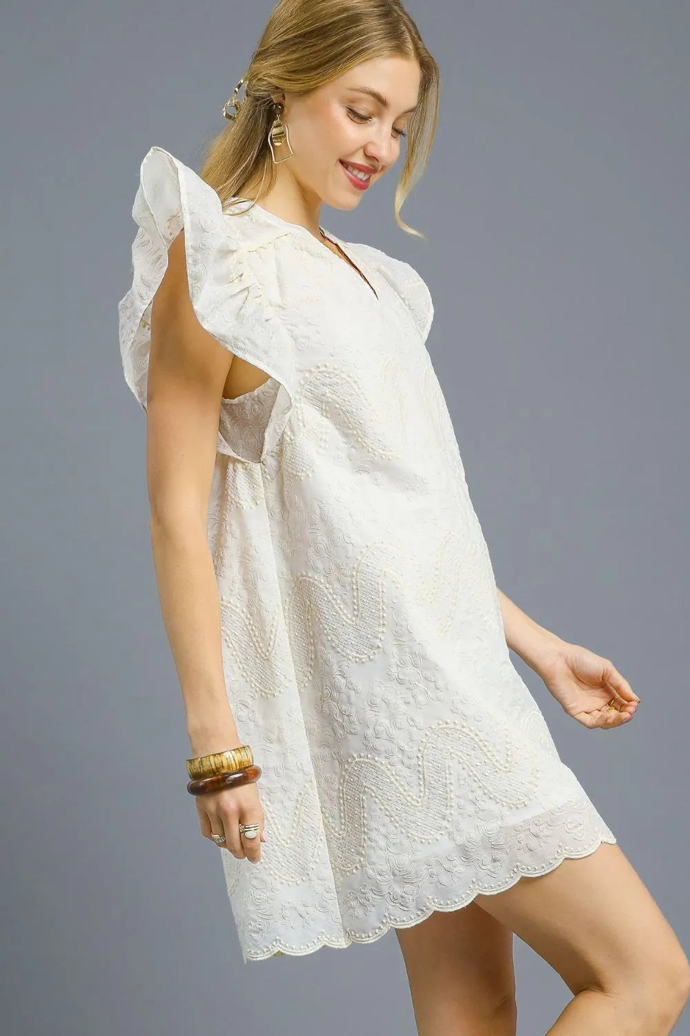 Flutter Sleeve Lace Mini Dress
