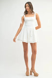 Shoulder Tie Corset Panel Mini Dress
