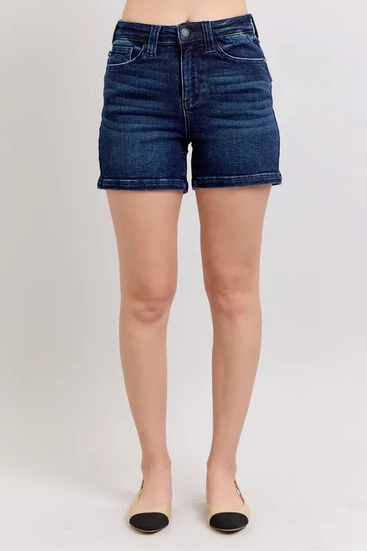 High Waist Back Flap Pocket Denim Shorts