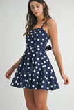 Polka Dot Mini Dress with Ricrac Trim Strap
