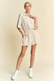 Drawstring Waist Button-Down Shirt Romper