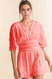 Batwing Sleeve Waist Belt Romper