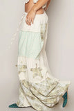Bohemian Patchwork Drawstring Cargo Wide Leg Pants