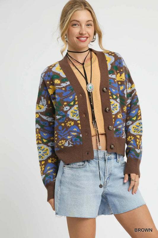 Vintage Floral Button-Up Cardigan