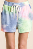 Tie Dye Casual Shorts with Twill Tape Drawstring