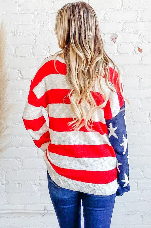 American Flag Long Sleeve Sweater
