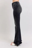 Full Size High Waist Flare W/ Mock Fray Tulip Hem Plus Size