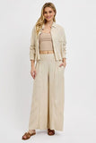 Shirring Detail Wide Leg Pants