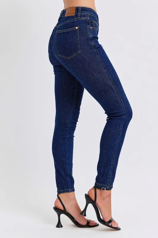 Full Size Midi Rise Tummy Control Classic Skinny Jeans Plus Size