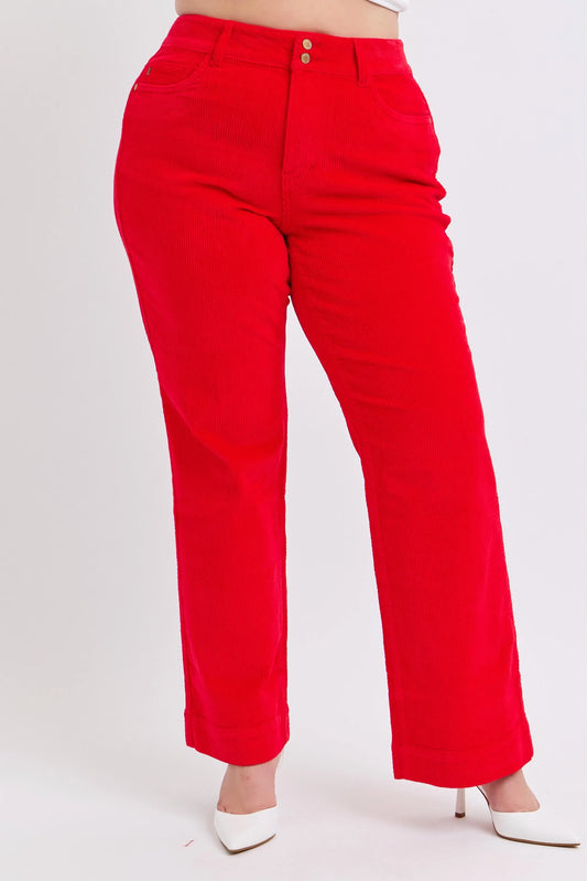 Plus Size High Waist Corduroy Trouser Wide