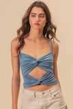 Rayon Span Jersey Knit Double Twist Front Cami Top