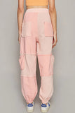 Patchwork Cargo Joggers with Drawstring Pockets