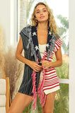 American Flag Fringe Edged Sweater Vest
