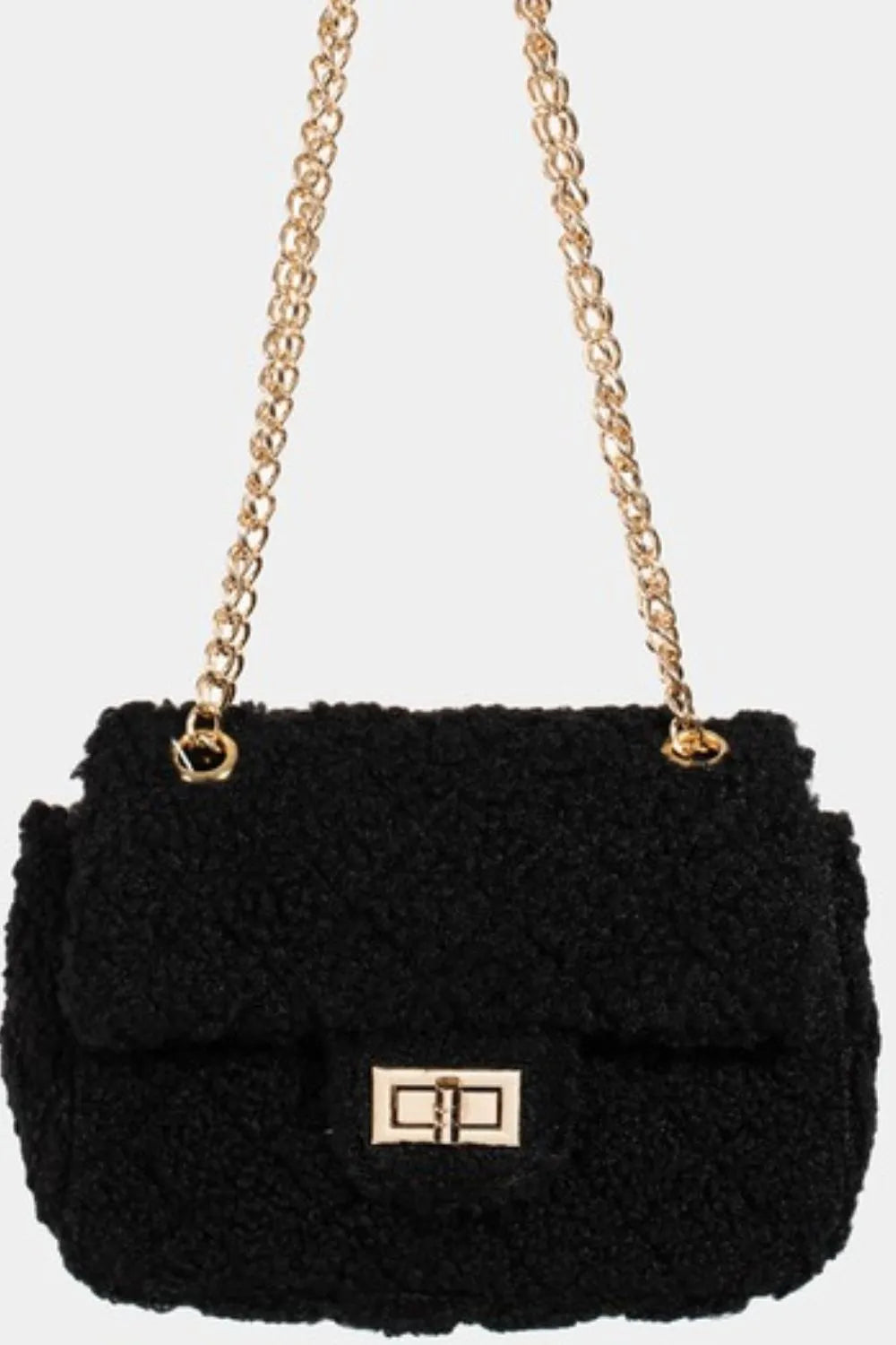 Faux Fur Rectangle Crossbody Bag