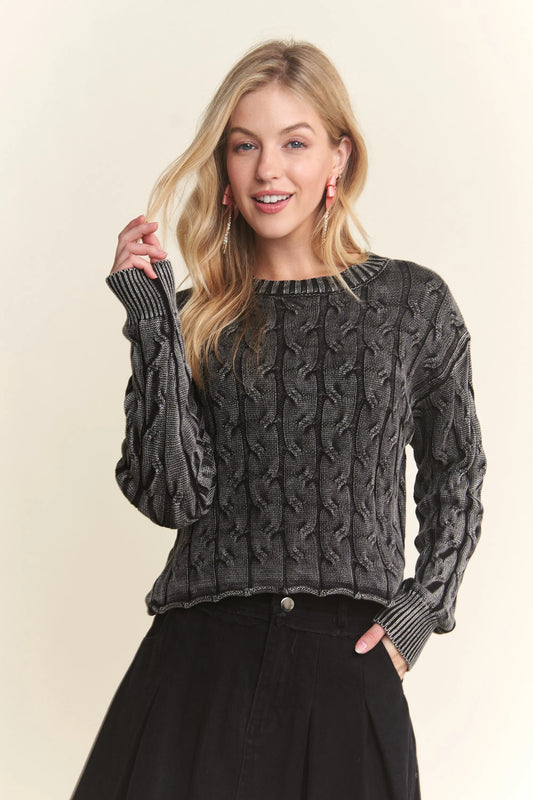 Cut Edge Detail Mineral Washed Sweater
