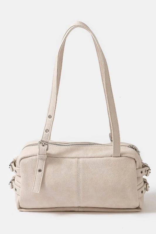 Adjustable Strap Rectangular Handbag with Metal Details