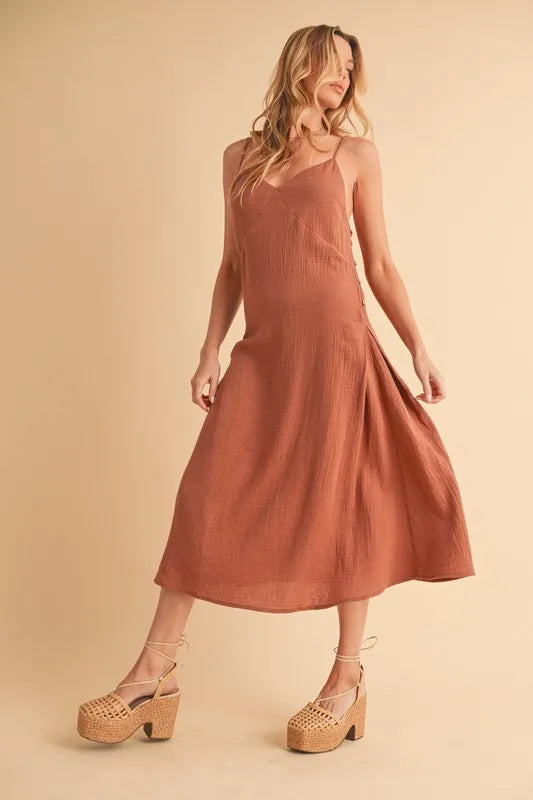 Side Button Midi Cami Dress