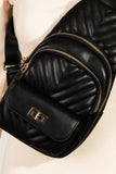 Quilted Sling Bag with Gold Trim