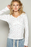 Romantic Floral Long Sleeve V-Neck Top