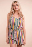 Crochet Multi Color Striped Casual Summer Romper