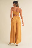 Smocked Bralette Crop Top and Wide Leg Pants Set