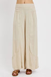 Shirring Detail Wide Leg Pants