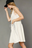 Relaxed Fit Sleeveless Mini Dress with Drawstring Waist