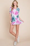 Floral V-Neck Short Sleeve T-Shirt