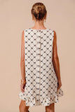 Bow Patterned Sleeveless Ruffle Hem Dress