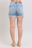 Full Size Tummy Control Raw Hem Denim Shorts Plus Size